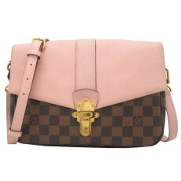 Louis Vuitton Clapton Shoulder Bag Damier Ebene Brown Magnolia Pink - Picture 1 of 9